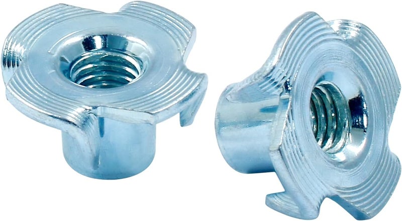 Hitefu M6 X 10mm T-Nut 4 Pronged Zinc Plated Tee Nuts Threaded Insert for Table Legs Rock Climbing Wall Woodwork Holds Wood Cabinetry (40Pcs) - Image 3